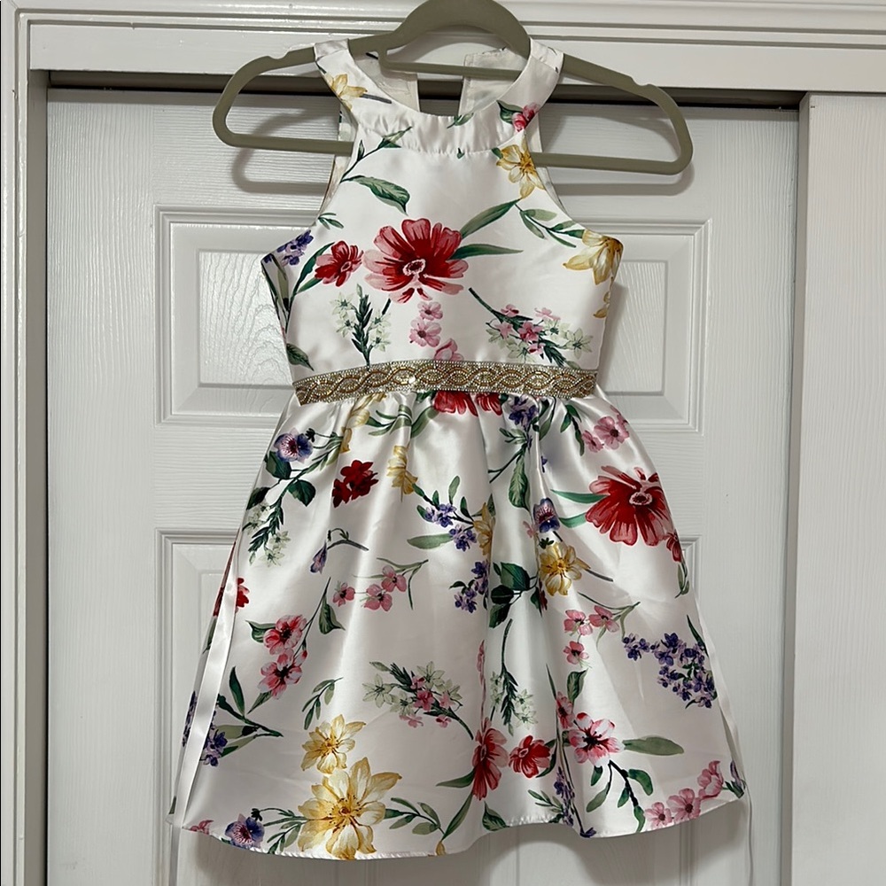 RARE EDITIONS Girls Party Dress with Gem Sash - Sz. 8, 12